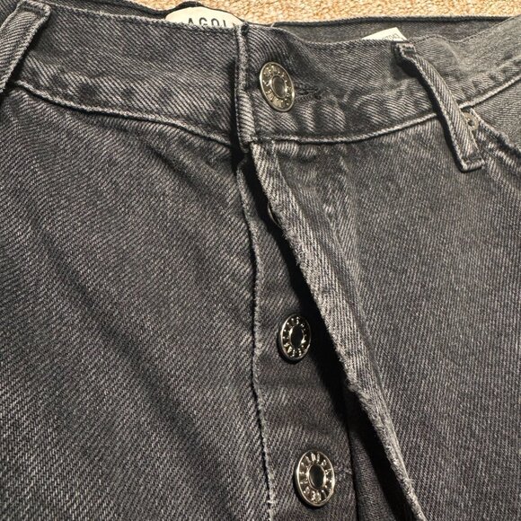 Agolde FEN High Rise Relaxed Taper Womens Denim Jeans Washed Black Shambles 32 - Picture 12 of 16
